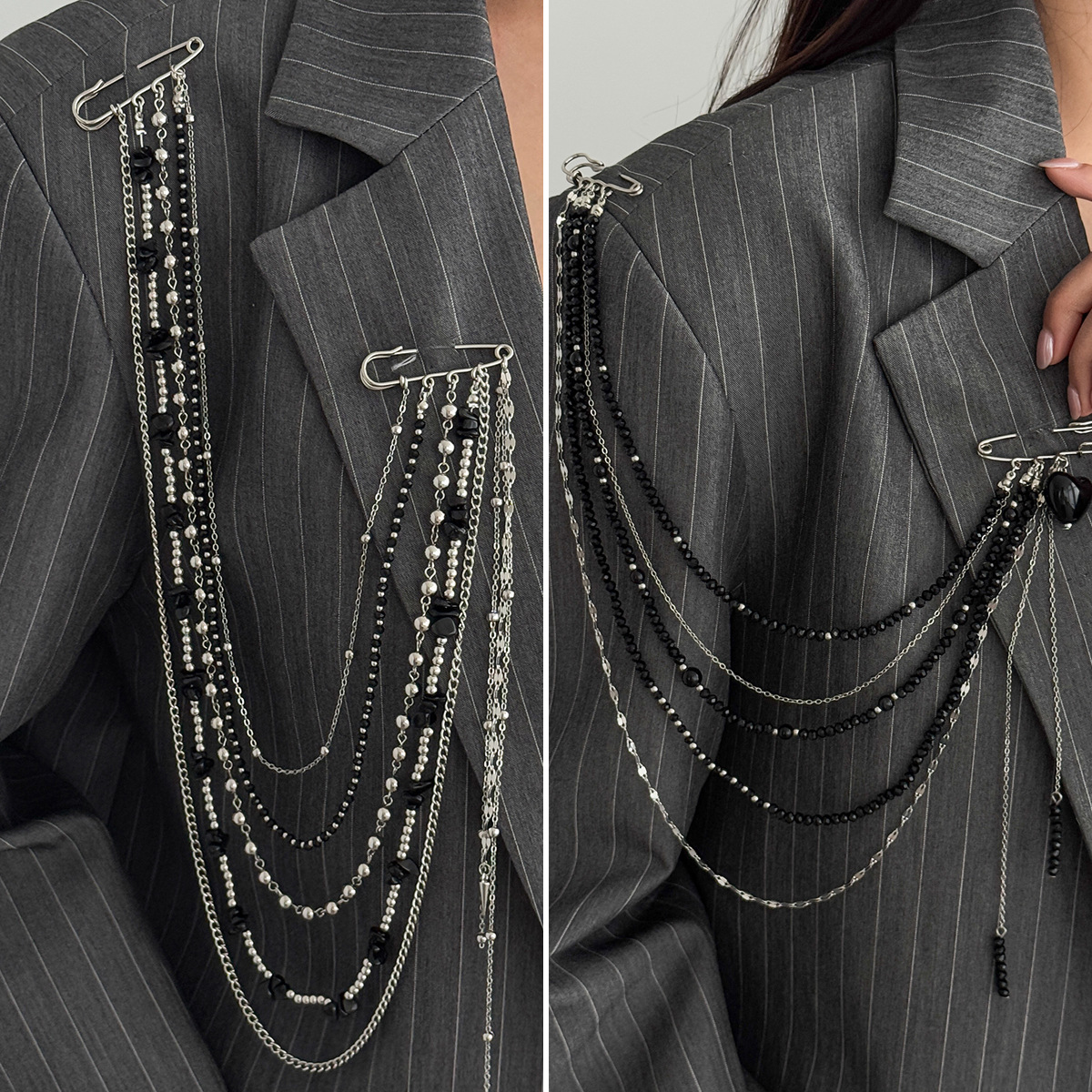 Women'S Fashion Layering - Punk Hip Hop Long Crystal Brooch