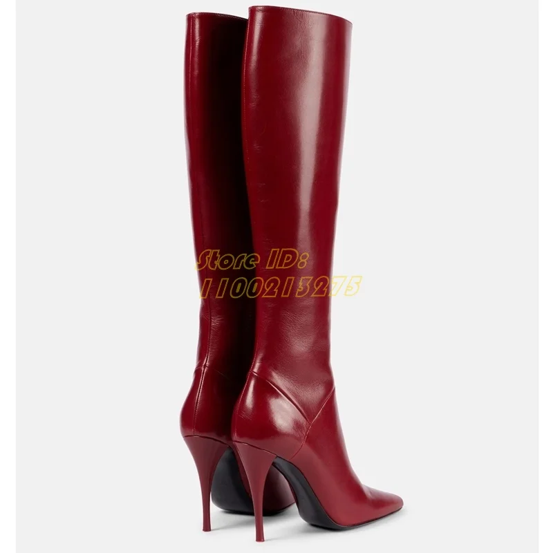 Women'S Fashion Knee High Boots - Matte Leather Knee High Boots Stiletto