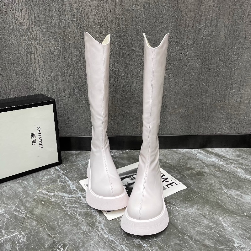 Women'S Fashion Boots 2025 - Women's New Simple Solid Color Platform
