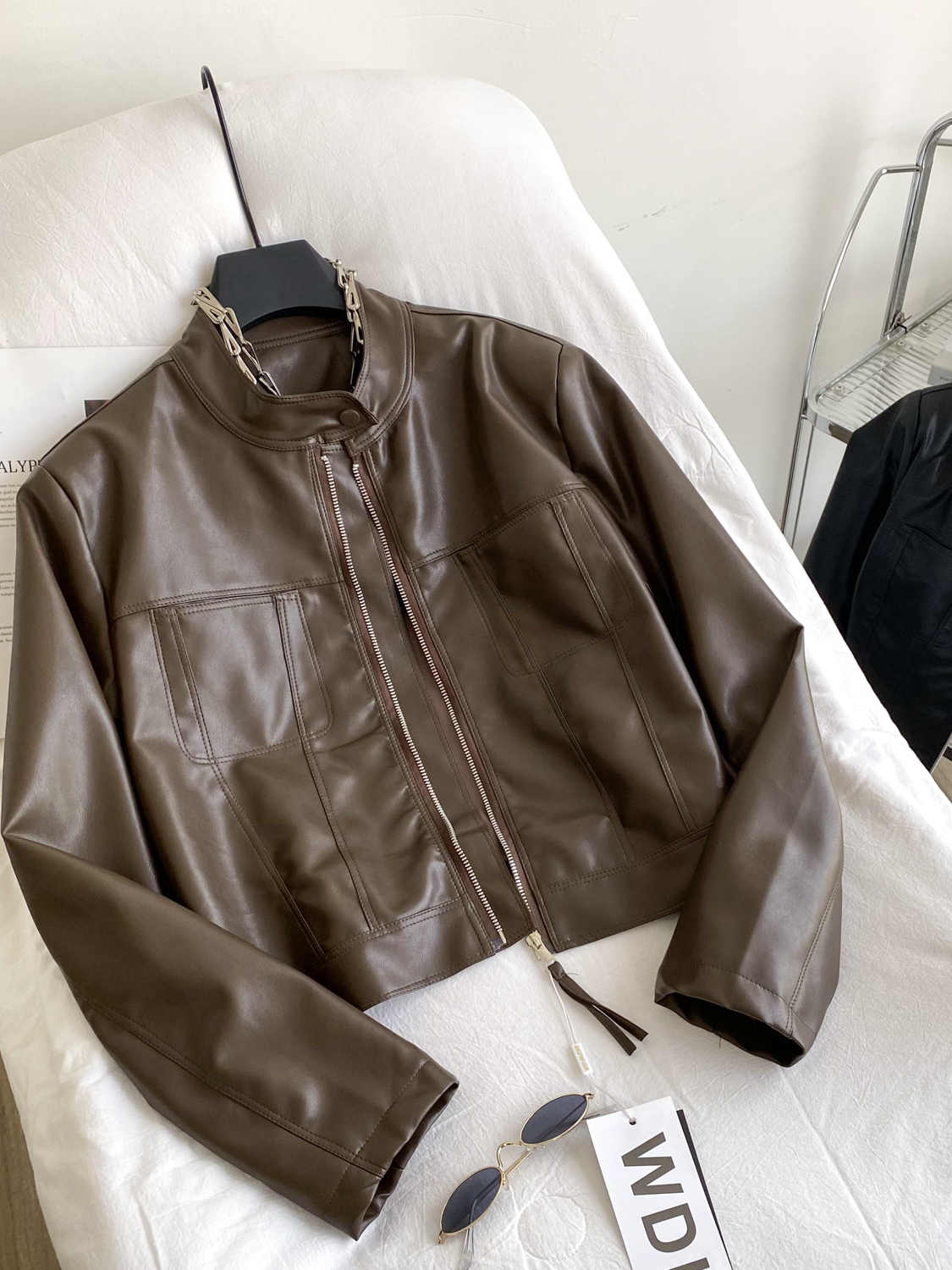 Women'S Fashion In The 90S - Women's Brown Leather PU Jacket Coat