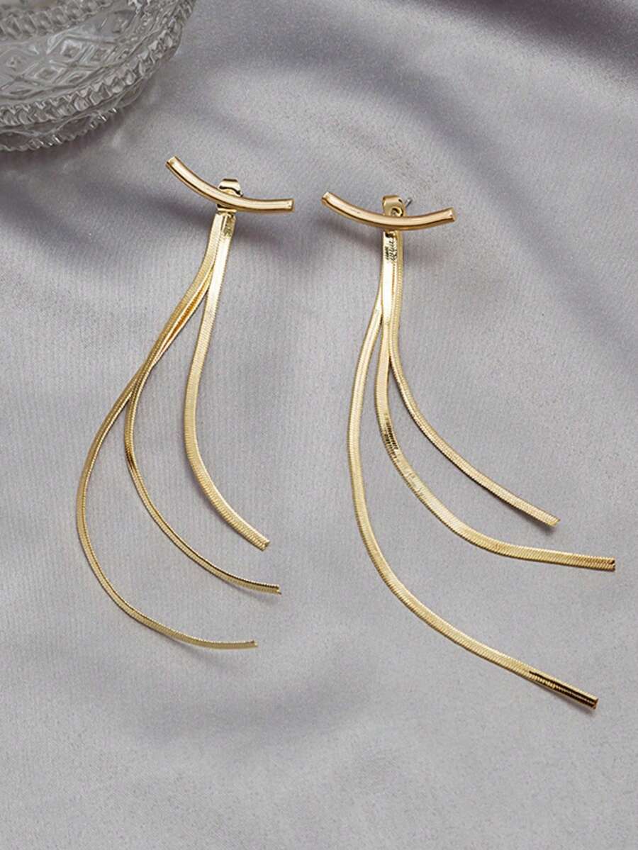 Women'S Fashion Layering - Gold-Tone Curved Bar Top Triple Snake