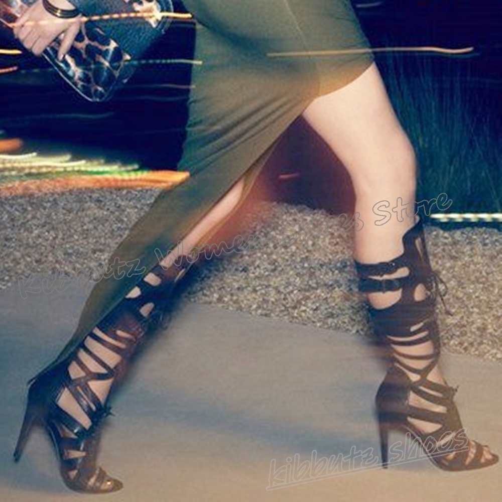 Women Fashion Show - Sneaker Boot Knee High Lace-Up Cross