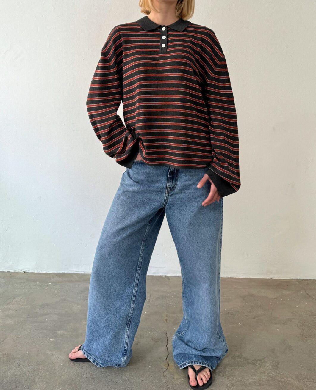 Xl Women'S Fashion - New Fashion Women Striped Collared Sweater