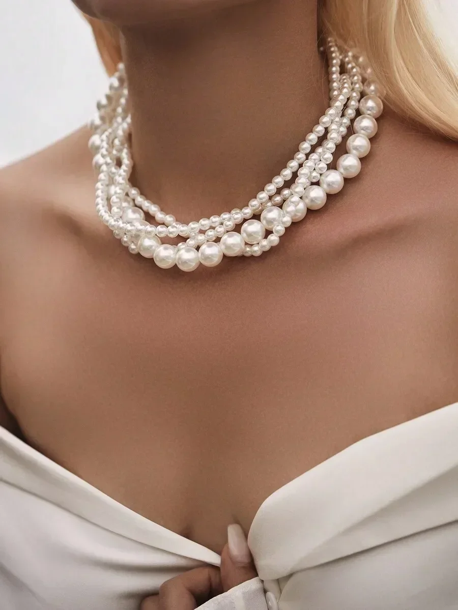 Women'S Fashion Layering - Elegant Multi-Layer Pearl Necklace For Women