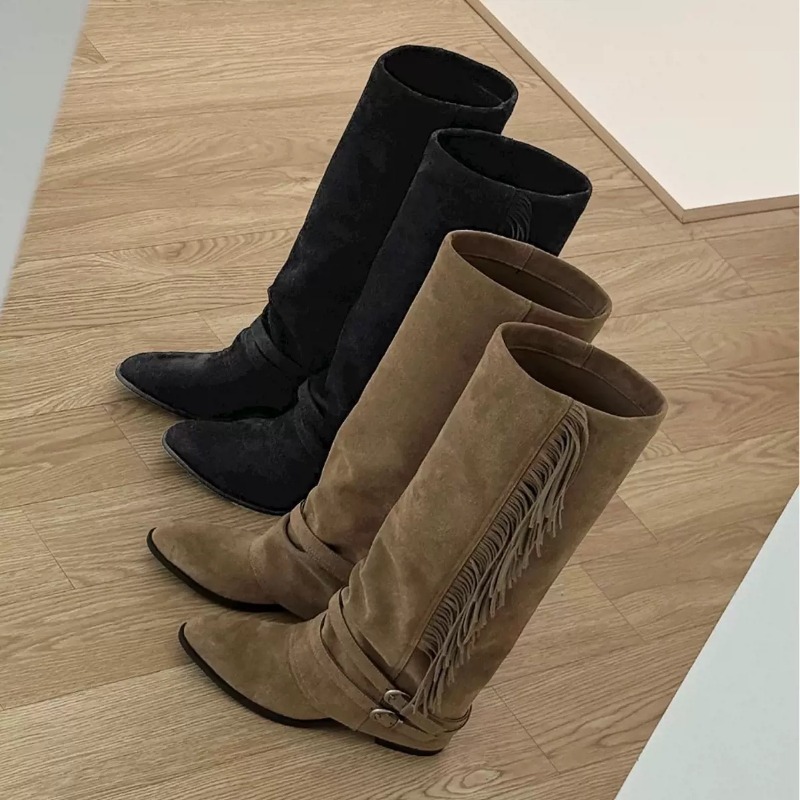 Women'S Fashion Knee High Boots - Women Knee-high Boots Tassel Design Long