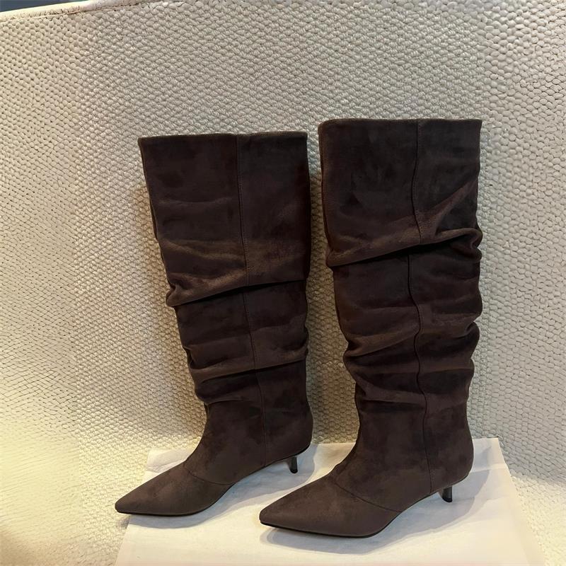 Women'S Fashion Knee High Boots - Suede Slouch Knee High Boots Women