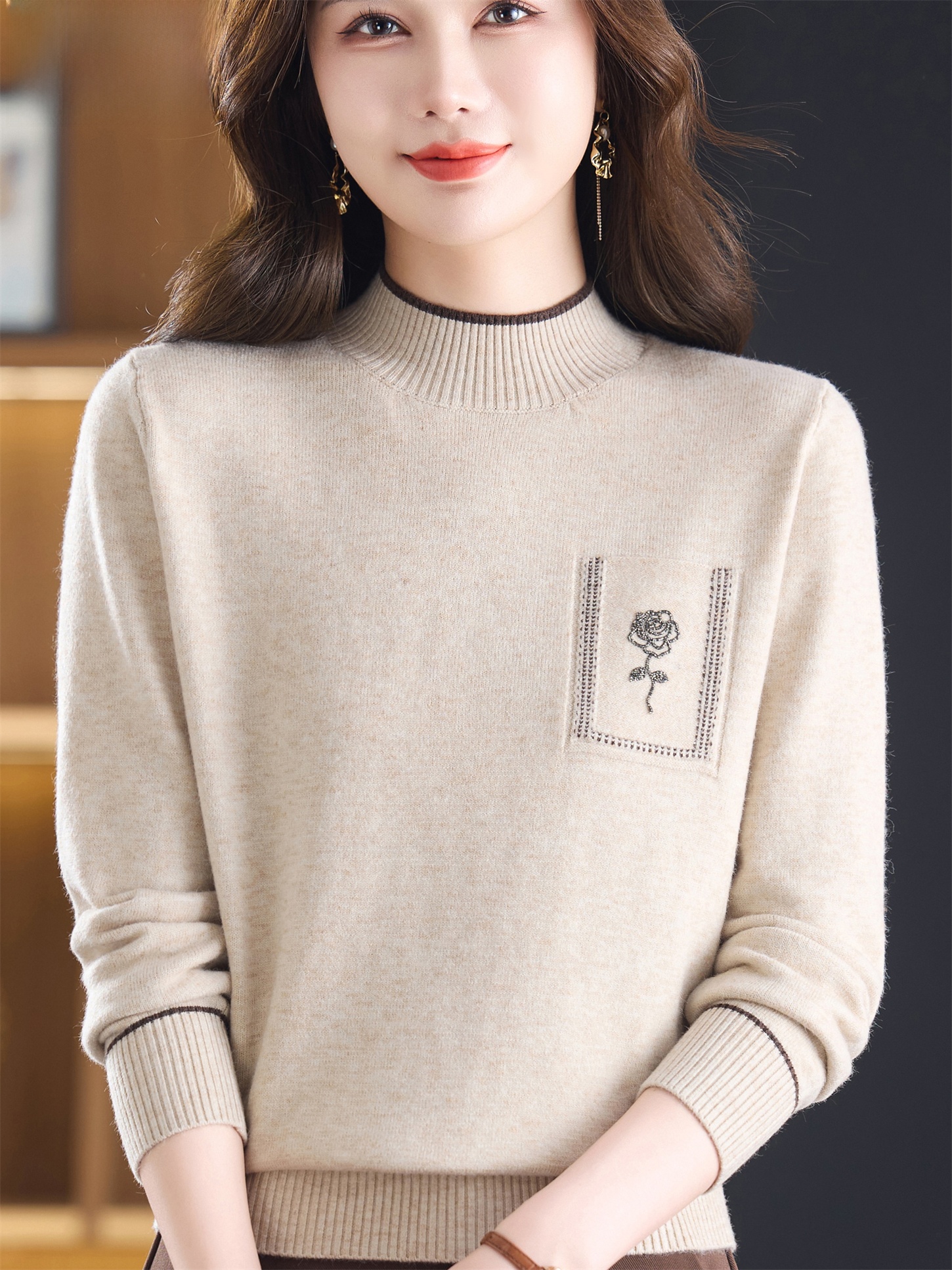Slimming Effect Woolen Sweater - Women Fashion Over 60 บทวิจารณ์และราคา