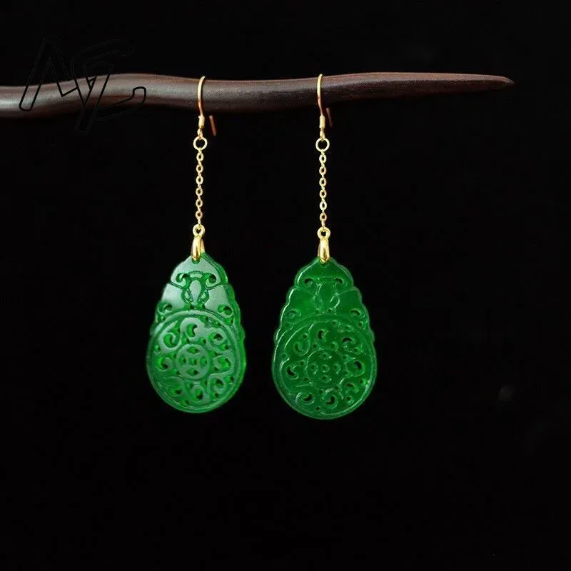 925 Silver Natural Green Jade  - Women'S Fashion Jewellery บทวิจารณ์และราคา
