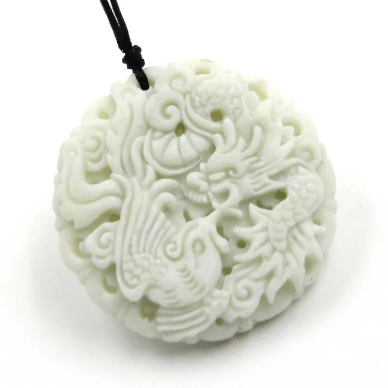 Natural White jade Dragon Phoe - Women'S Fashion Jewellery บทวิจารณ์และราคา