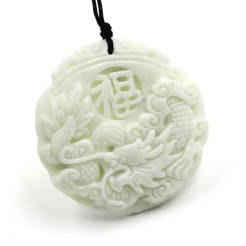Natural White jade Dragon Phoe - Women'S Fashion Jewellery บทวิจารณ์และราคา