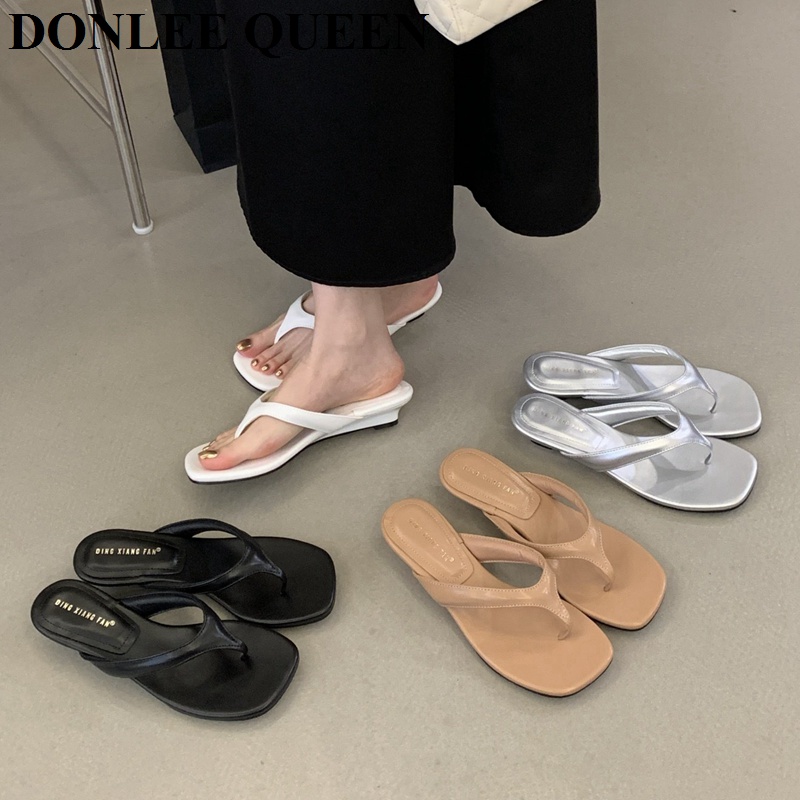 Fashion Clip Toe Wedges Low He - Women Queen Fashion บทวิจารณ์และราคา