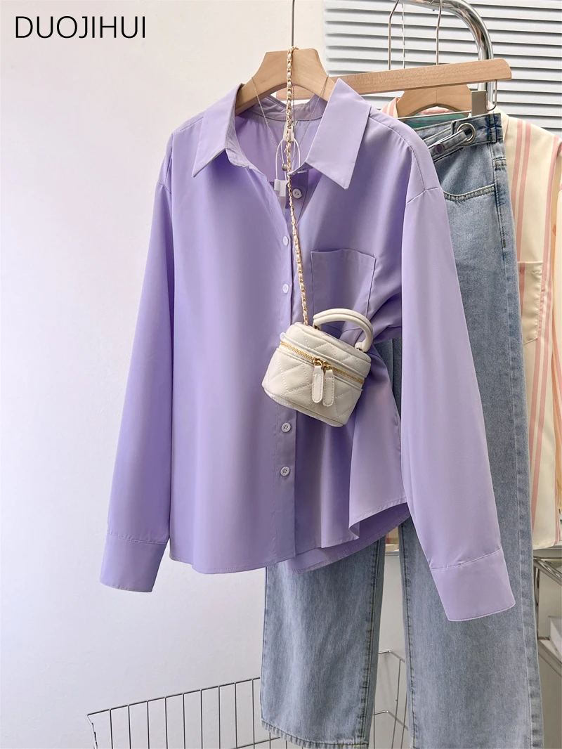 DUOJIHUI Purple Chic Polo Neck - Xl Women'S Fashion บทวิจารณ์และราคา