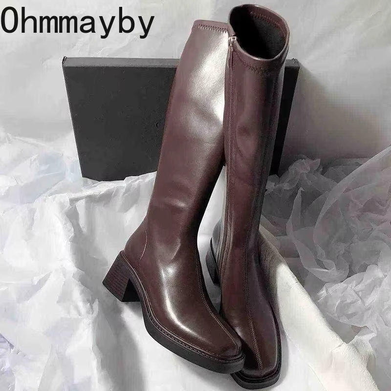 Vintage Thick Heel Women Knee  - Women'S Fashion Knee High Boots บทวิจารณ์และราคา