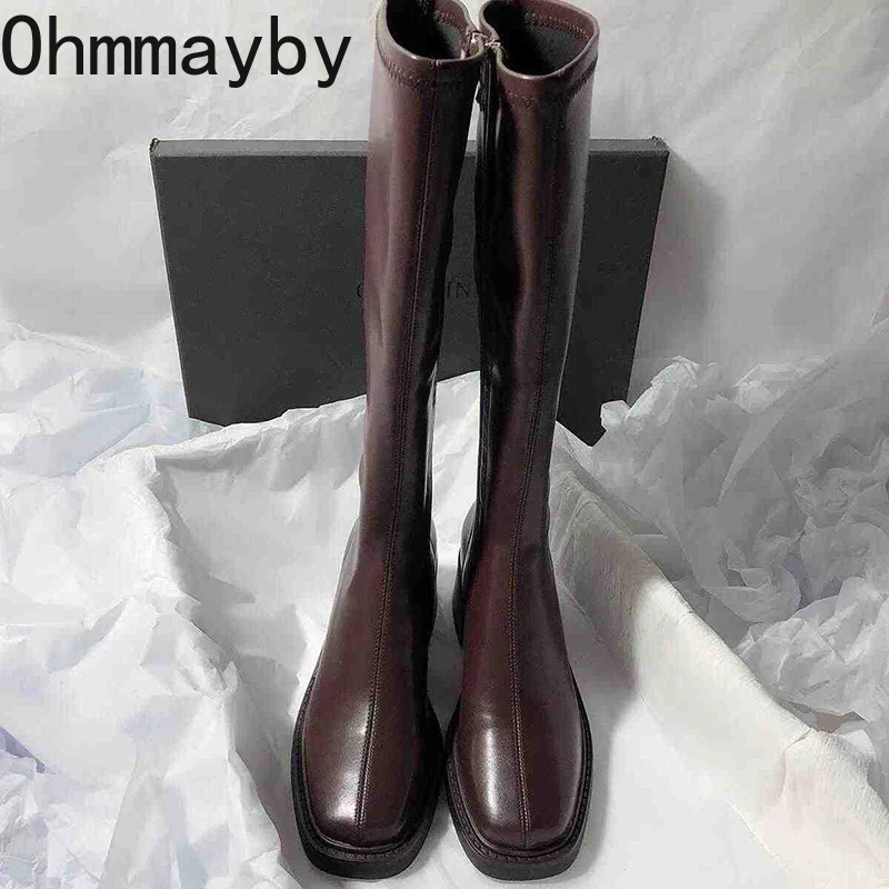 Vintage Thick Heel Women Knee  - Women'S Fashion Knee High Boots บทวิจารณ์และราคา