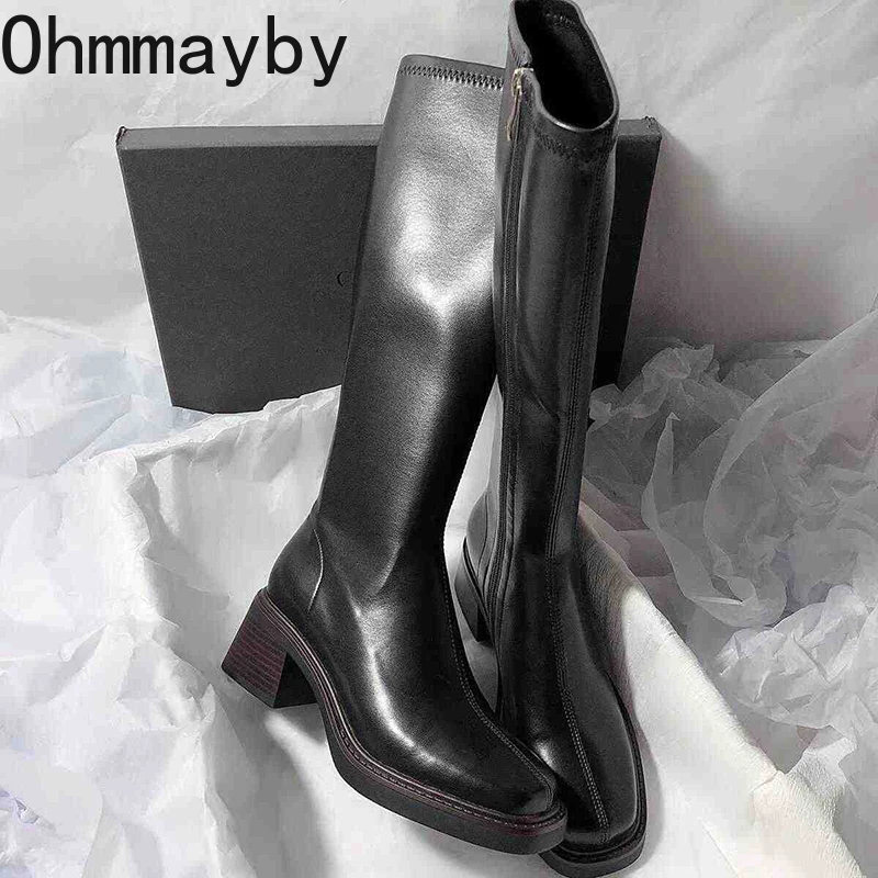 Vintage Thick Heel Women Knee  - Women'S Fashion Knee High Boots บทวิจารณ์และราคา