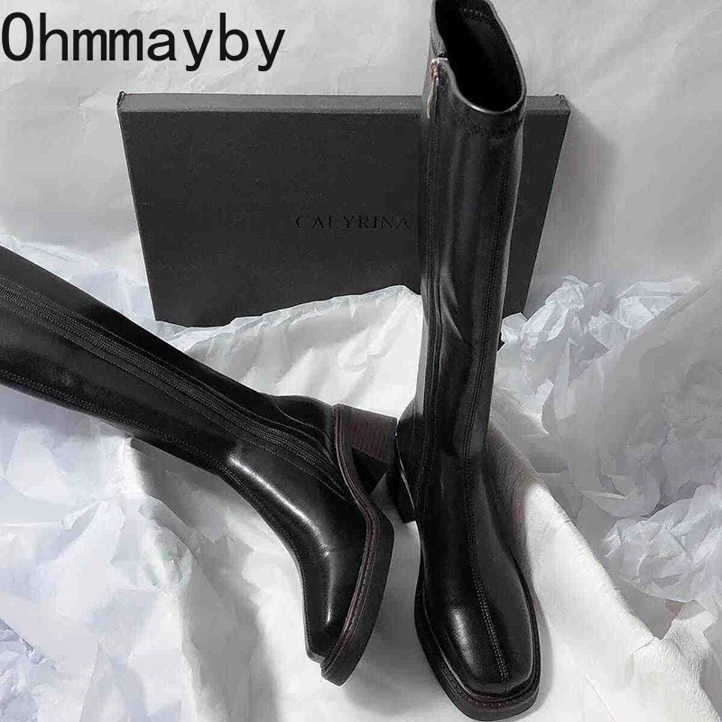 Vintage Thick Heel Women Knee  - Women'S Fashion Knee High Boots บทวิจารณ์และราคา