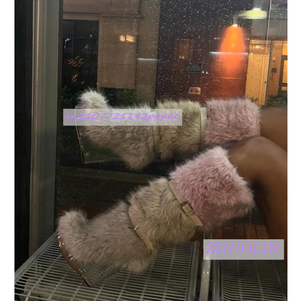 Winter Gradient Furry Transpar - Women'S Fashion Knee High Boots บทวิจารณ์และราคา