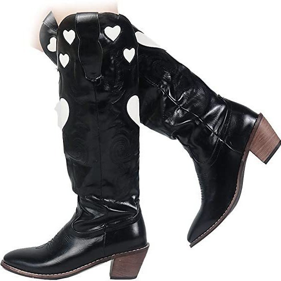 Fashion Love Heart Chunky Heel - Women'S Fashion Knee High Boots บทวิจารณ์และราคา