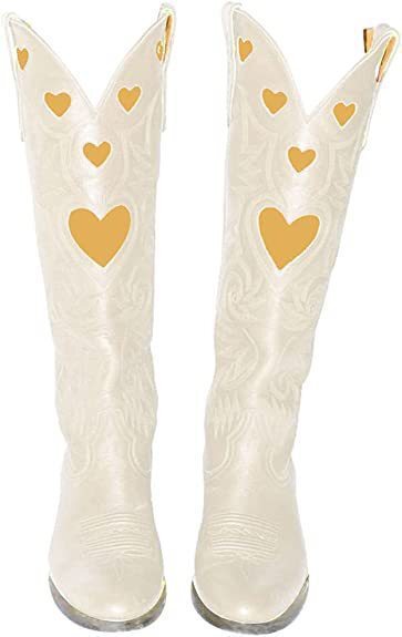 Fashion Love Heart Chunky Heel - Women'S Fashion Knee High Boots บทวิจารณ์และราคา