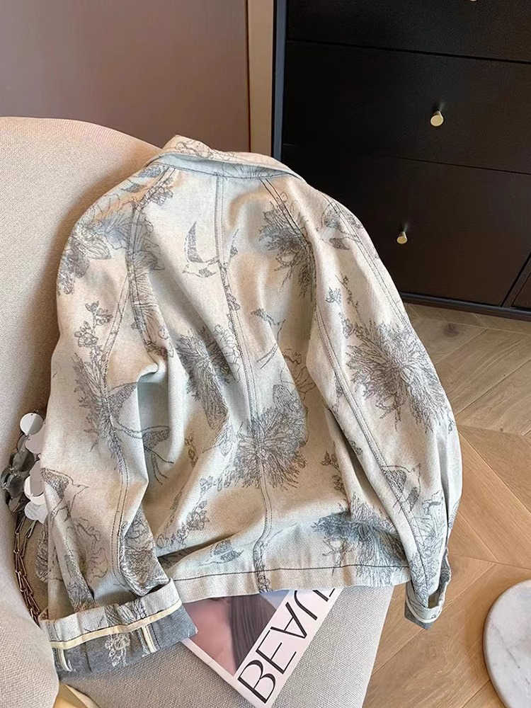 Women Light Grey Print Denim J - Women'S Fashion In The 90S บทวิจารณ์และราคา