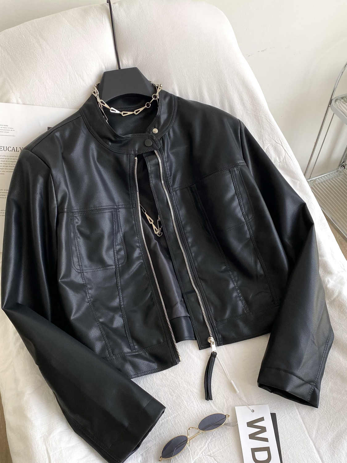 Women's Brown Leather PU Jacke - Women'S Fashion In The 90S บทวิจารณ์และราคา