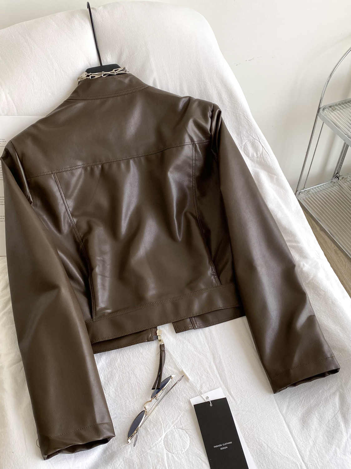 Women's Brown Leather PU Jacke - Women'S Fashion In The 90S บทวิจารณ์และราคา