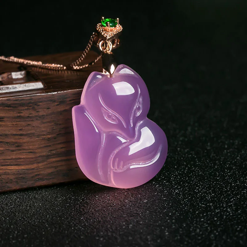 Natural Purple Agate Fox Penda - Women'S Fashion Jewellery บทวิจารณ์และราคา