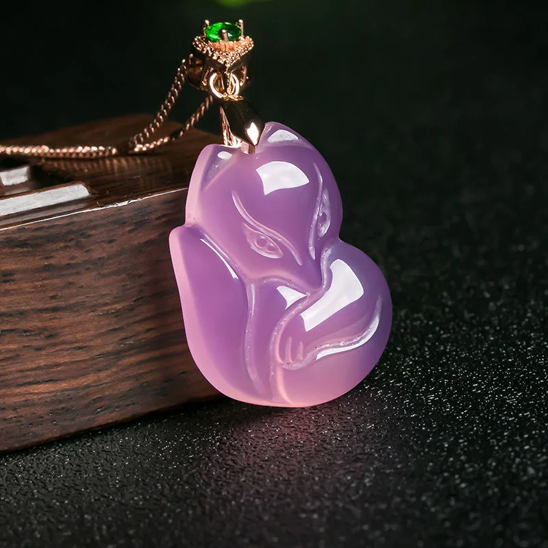 Natural Purple Agate Fox Penda - Women'S Fashion Jewellery บทวิจารณ์และราคา