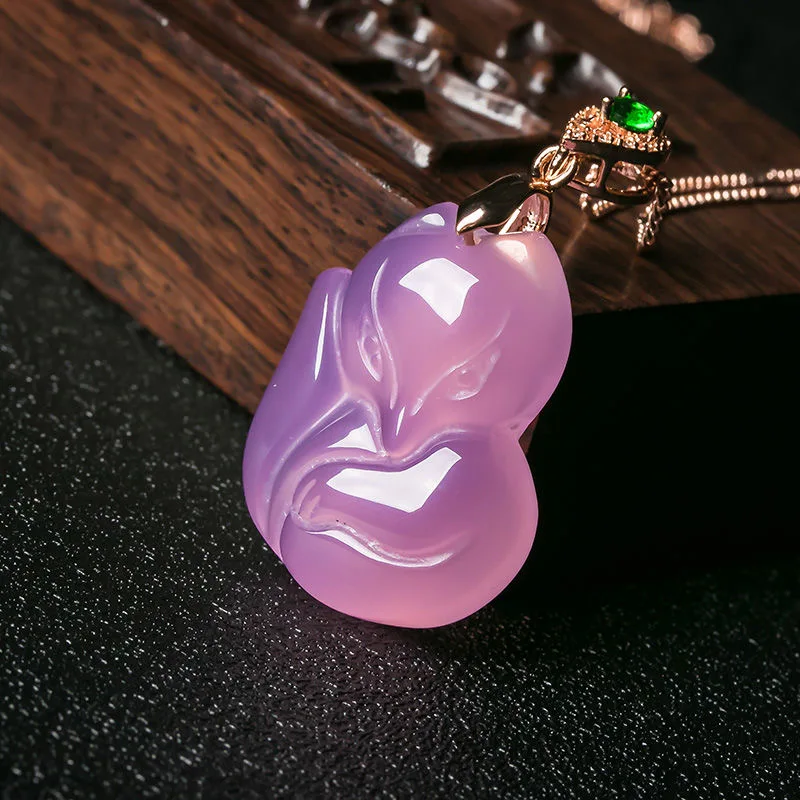 Natural Purple Agate Fox Penda - Women'S Fashion Jewellery บทวิจารณ์และราคา