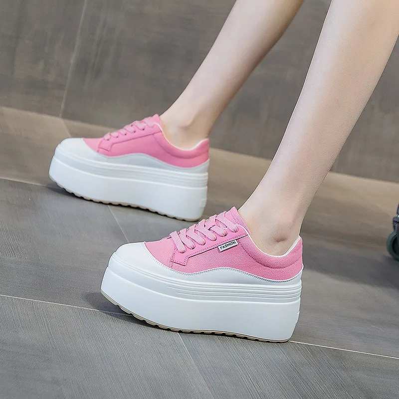 8cm New Canvas Genuine Leather - Women Fashion Show บทวิจารณ์และราคา