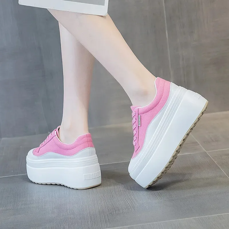 8cm New Canvas Genuine Leather - Women Fashion Show บทวิจารณ์และราคา