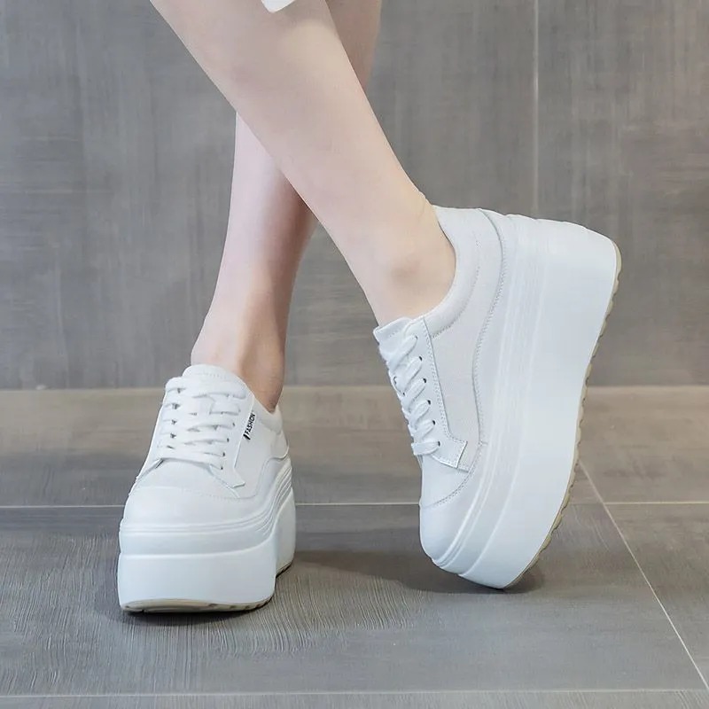 8cm New Canvas Genuine Leather - Women Fashion Show บทวิจารณ์และราคา