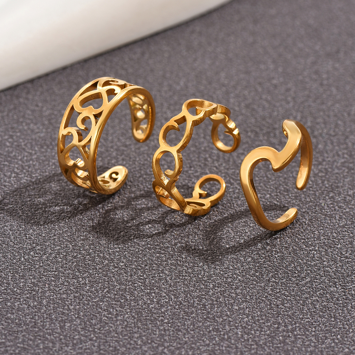 3PC Filled Toe Rings Set for W - Women'S Fashion Rings Gold บทวิจารณ์และราคา
