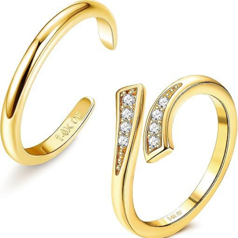 14K Gold-Plated Adjustable Zir - Women'S Fashion Rings Gold บทวิจารณ์และราคา