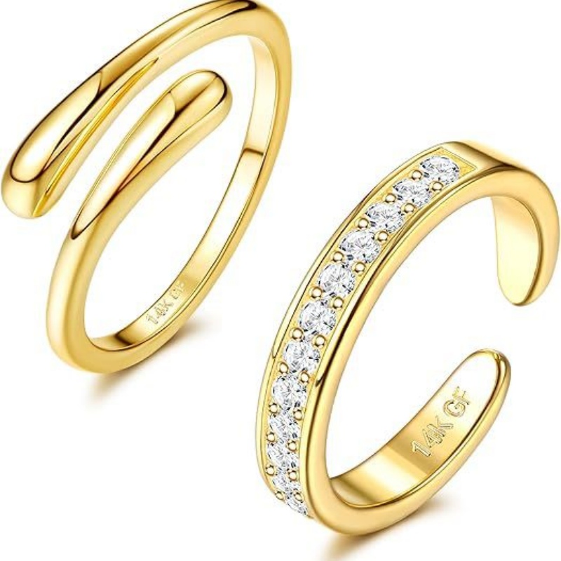 14K Gold-Plated Adjustable Zir - Women'S Fashion Rings Gold บทวิจารณ์และราคา