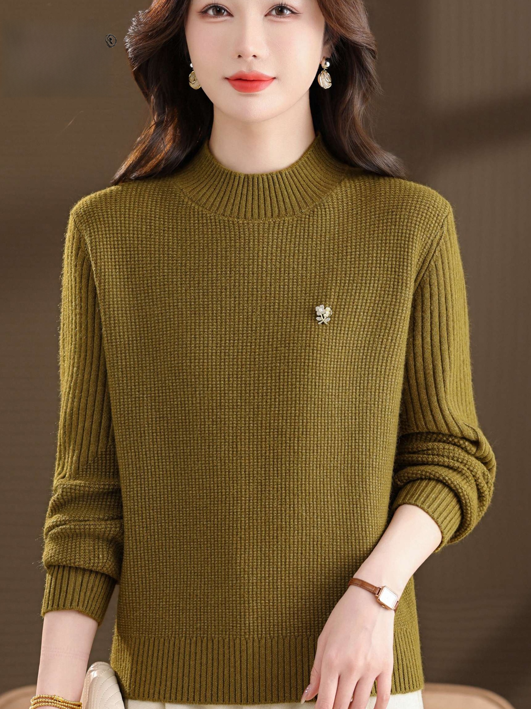 Warm Knitted Base Layer Shirt  - Women Fashion Over 60 บทวิจารณ์และราคา