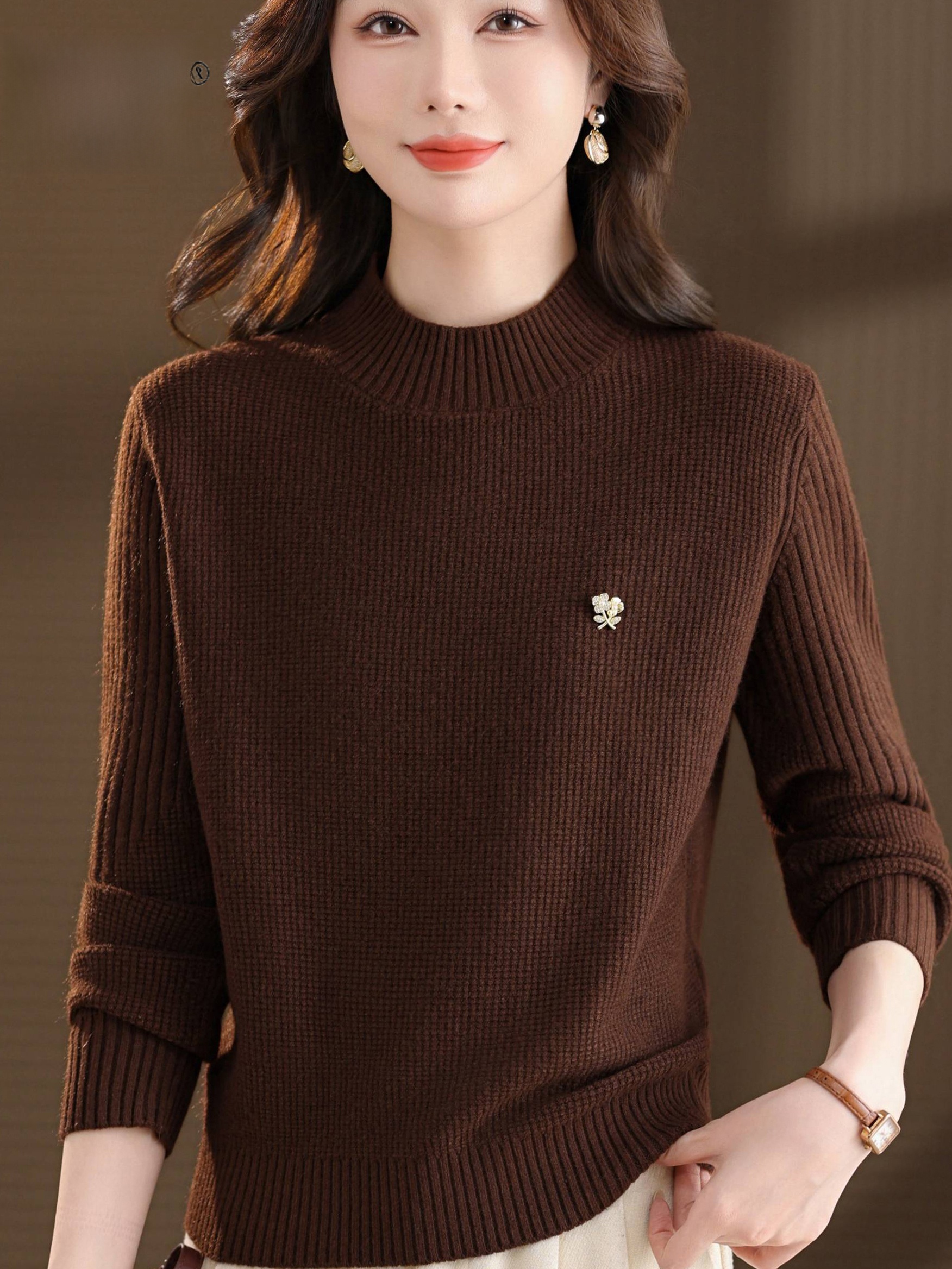 Warm Knitted Base Layer Shirt  - Women Fashion Over 60 บทวิจารณ์และราคา