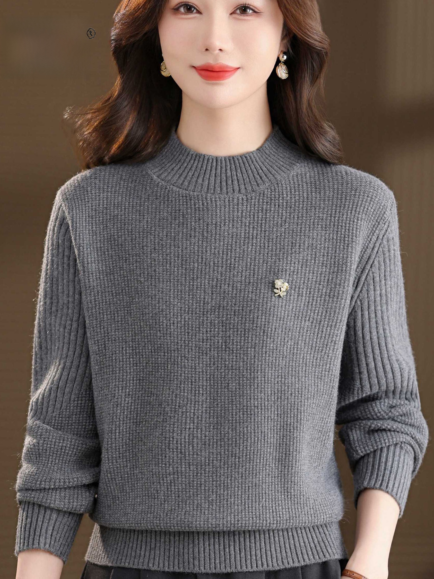 Warm Knitted Base Layer Shirt  - Women Fashion Over 60 บทวิจารณ์และราคา