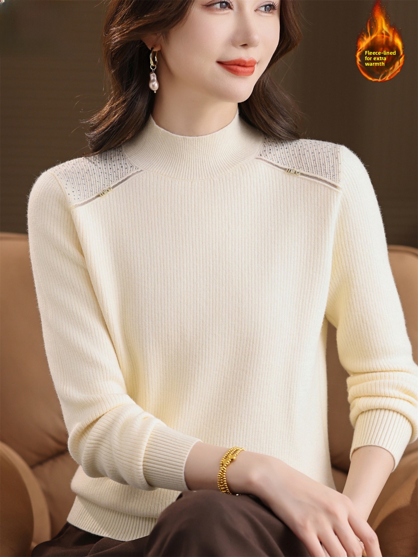 Thickened Fleece Lined Knitted - Women Fashion Over 60 บทวิจารณ์และราคา