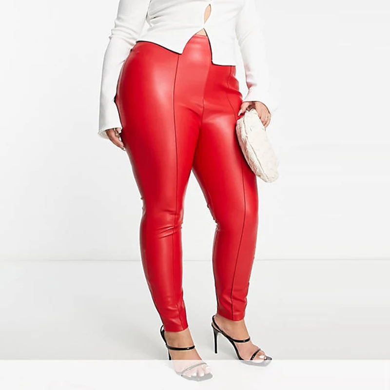 Women Plus Size Mid Waist Leat - Women'S Fashion Leggings บทวิจารณ์และราคา