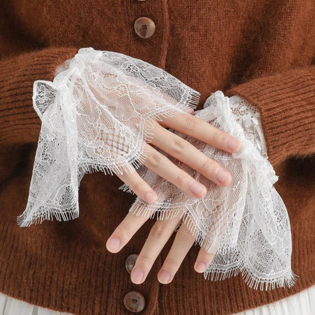 Detachable Lace Flower Mesh Fl - Women'S Fashion Layering บทวิจารณ์และราคา