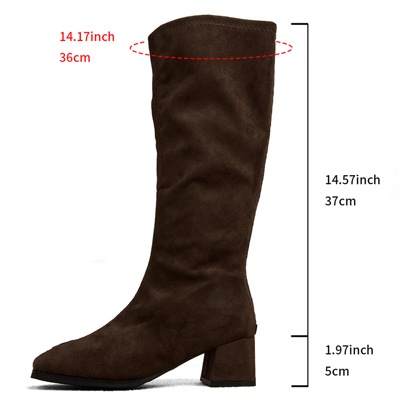 Fashion Black Thick High Heels - Women'S Fashion Knee High Boots บทวิจารณ์และราคา