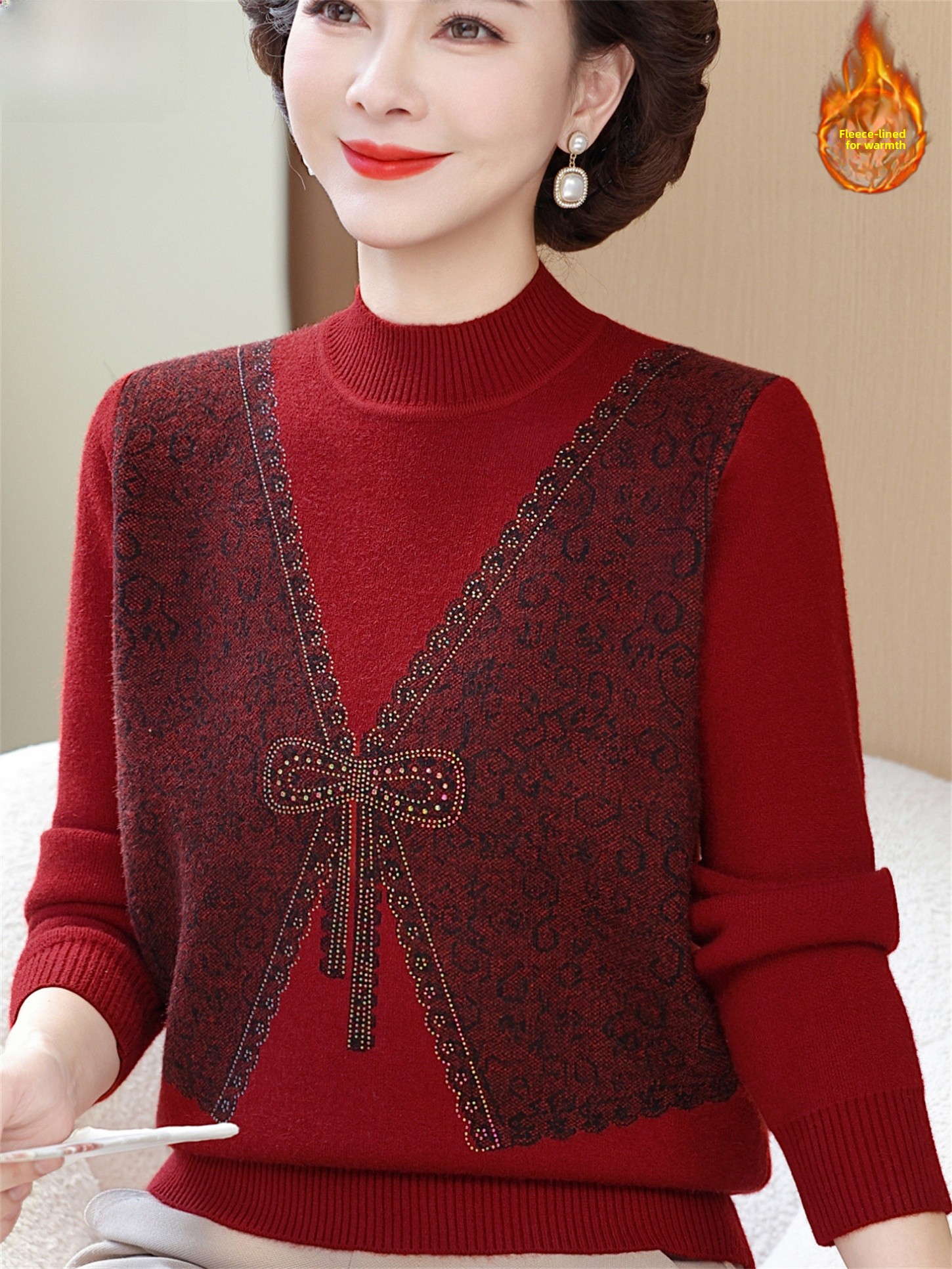 Thickened Fleece Winter Knitte - Women Fashion Over 60 บทวิจารณ์และราคา