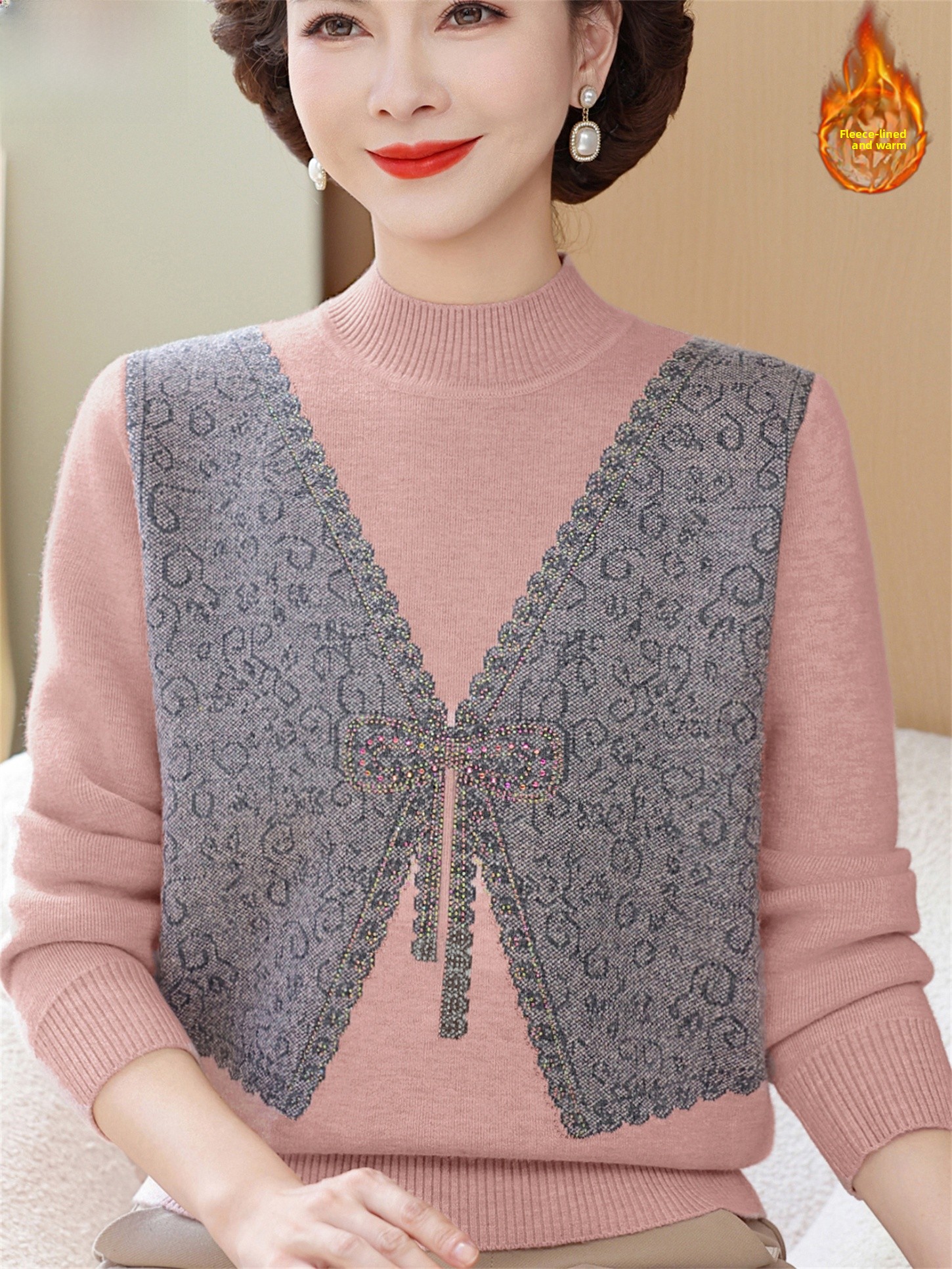 Thickened Fleece Winter Knitte - Women Fashion Over 60 บทวิจารณ์และราคา