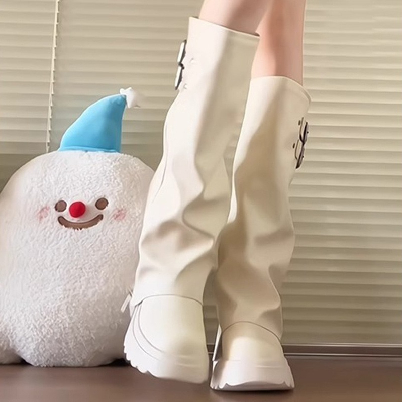 Punk Style Splicing Thick Bott - Women'S Fashion Knee High Boots บทวิจารณ์และราคา