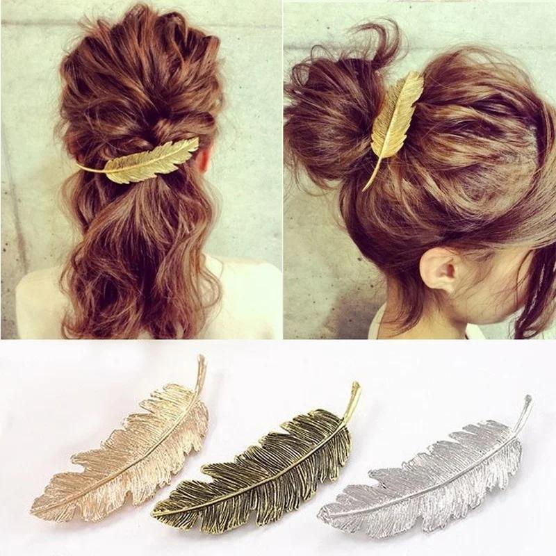Women Leaf Feather Hair Clip S - Women'S Fashion Jewellery บทวิจารณ์และราคา