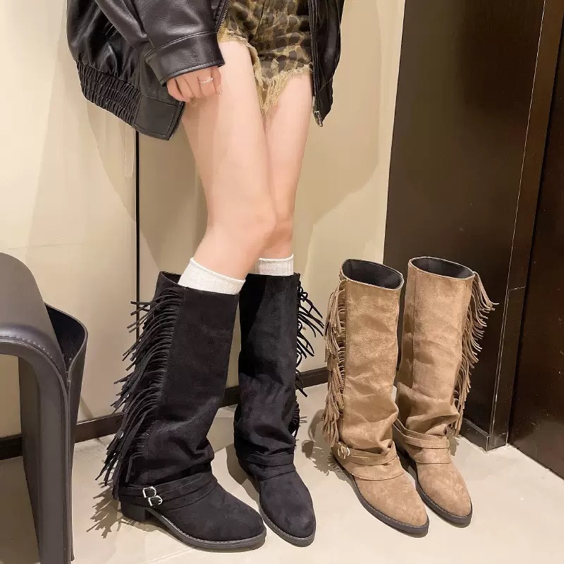 Women Knee-high Boots Tassel D - Women'S Fashion Knee High Boots บทวิจารณ์และราคา
