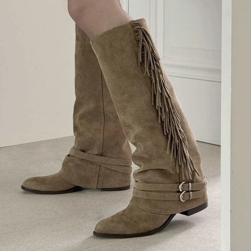 Women Knee-high Boots Tassel D - Women'S Fashion Knee High Boots บทวิจารณ์และราคา