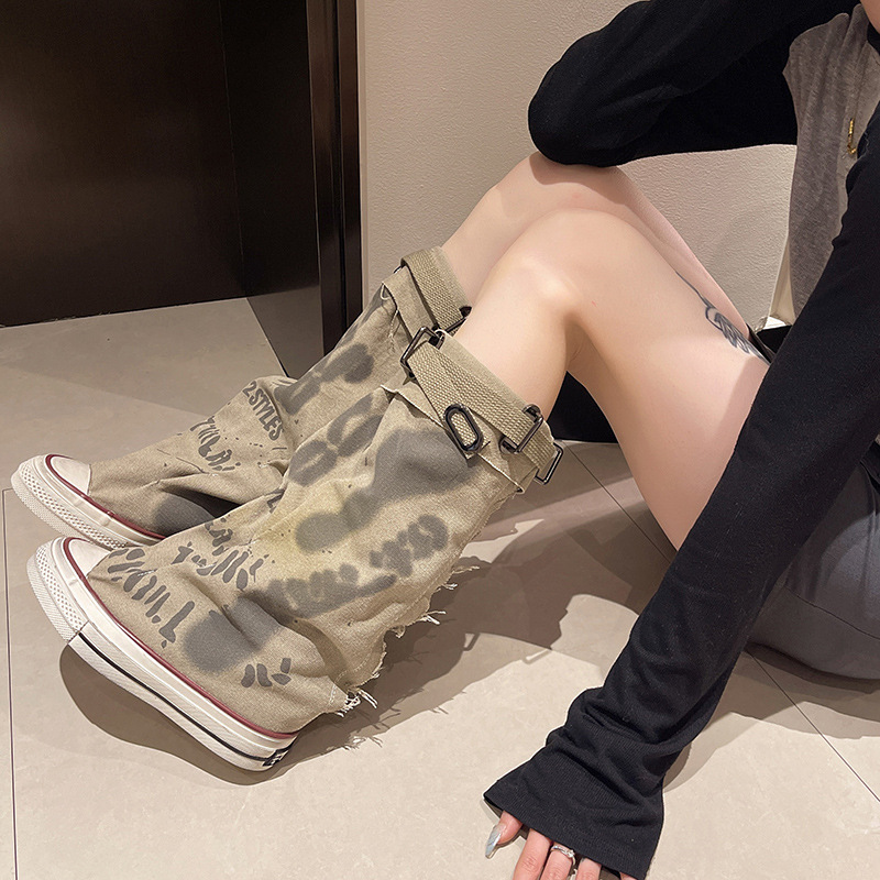 Graffiti High Top Canvas Shoes - Women'S Fashion Boots 2025 บทวิจารณ์และราคา