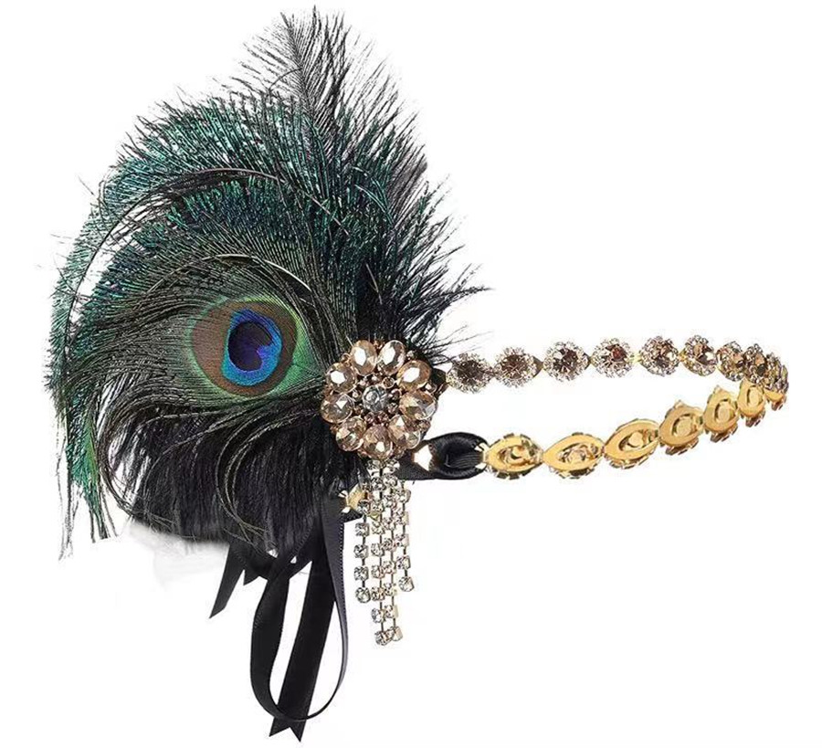 Peacock Feather Elastic Hair B - Women'S Fashion In The 1920S บทวิจารณ์และราคา